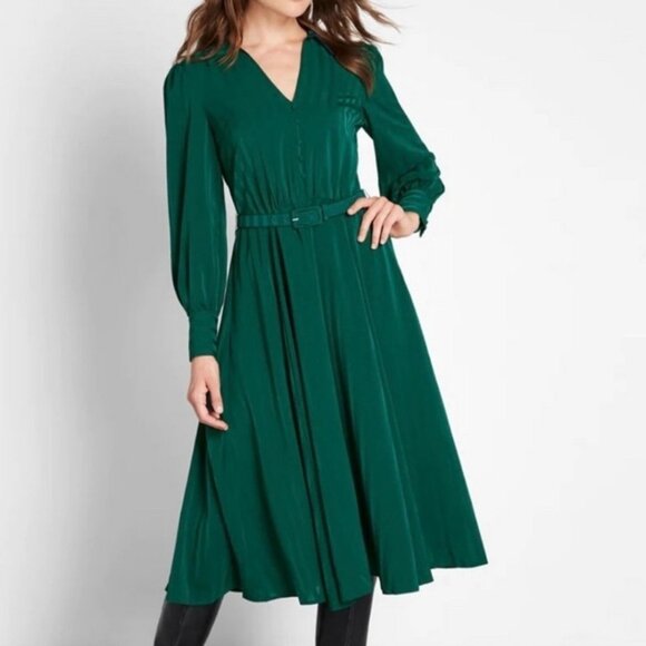 ModCloth Classy Announcement A-Line Dress Green Size 14 Midi - Picture 1 of 10